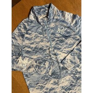 Anglur Performance 1/4 Zip Pullover M Blue Camo Fishing‎ Outdoor Shirt